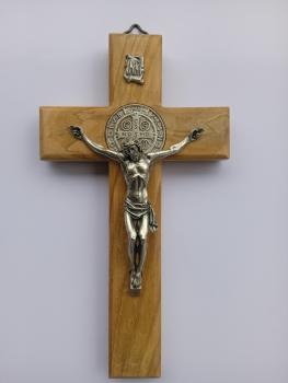 Benedictine cross olive wood 18 X 10 cm